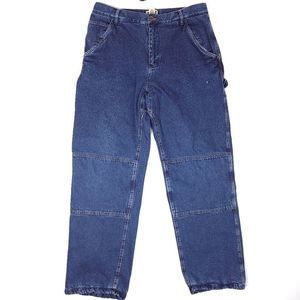 SafTBak Flannel Lined Carpenter Jeans Mens 36x33 Hunting Double Knee 12" Rise